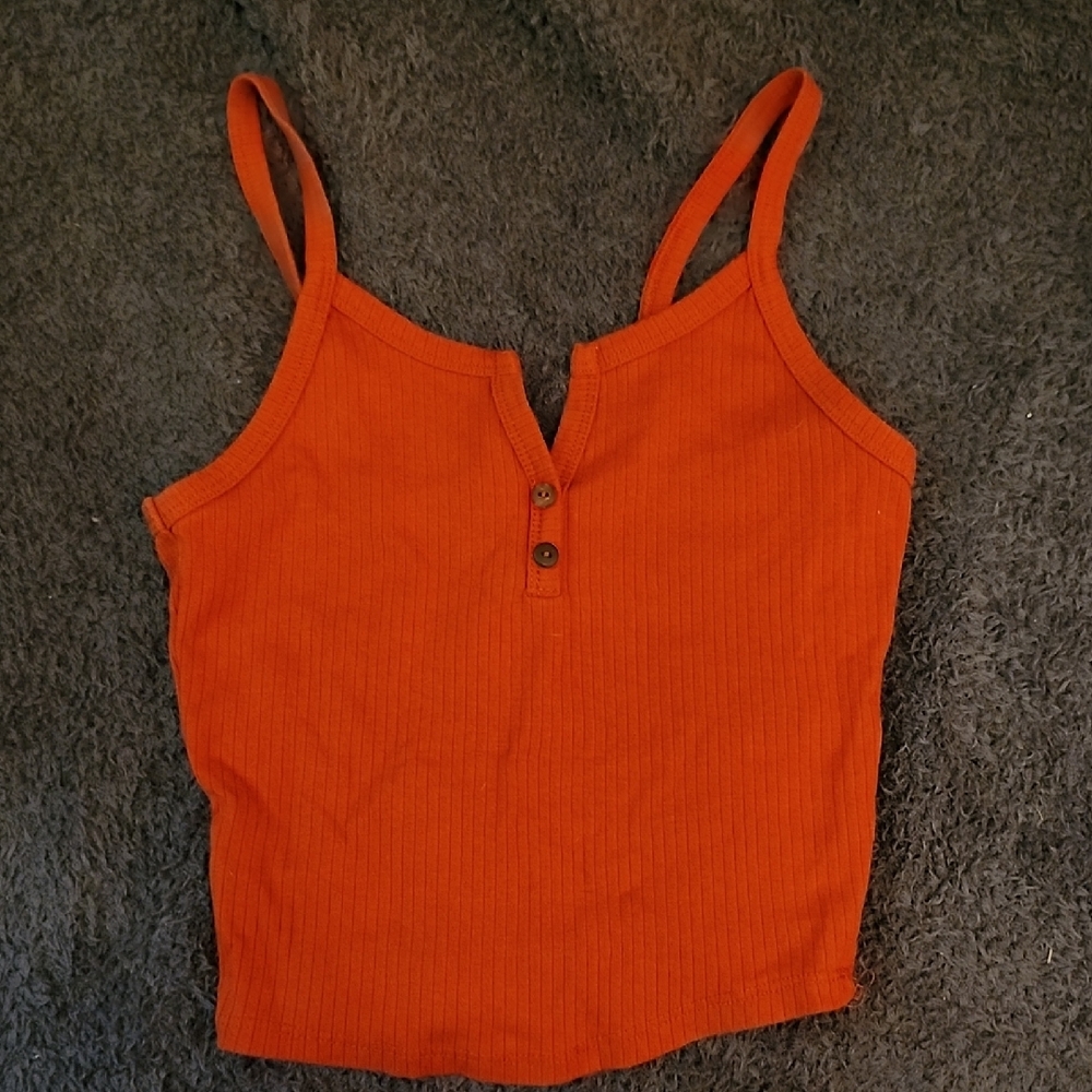 Bozzolo Orange Ribbed Camisole with Buttons